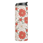 Kerstmis Bloemen Poinsettia Holly Custom Thermosbeker (Gedraaid links)