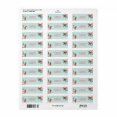 Kerstmis Bloemen Red Aqua Vakantie Adres Etiket (Full Sheet)