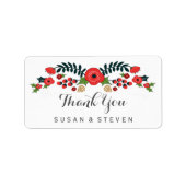 Kerstmis Bloemen Rood & Groen Dank u Labels (Voorkant)
