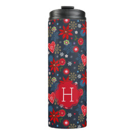 Kerstmis | Bloemen & Sneeuwvlokken | Thermische mo Thermosbeker