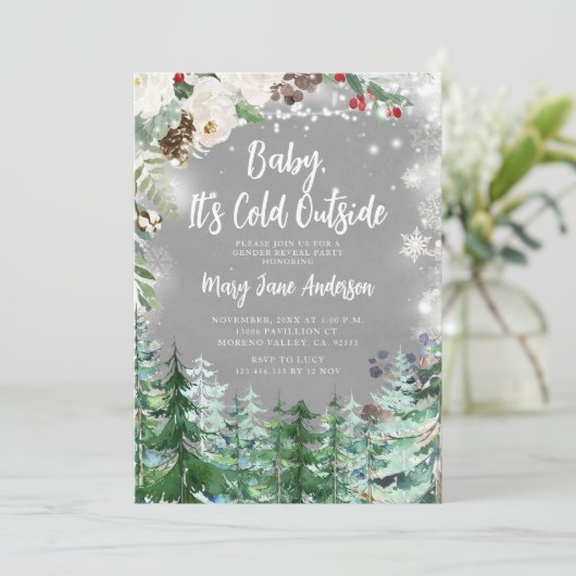 Kerstmis Bloemen Witte Sneeuwvlokken Geslacht Onth Kaart (Staand voorkant)