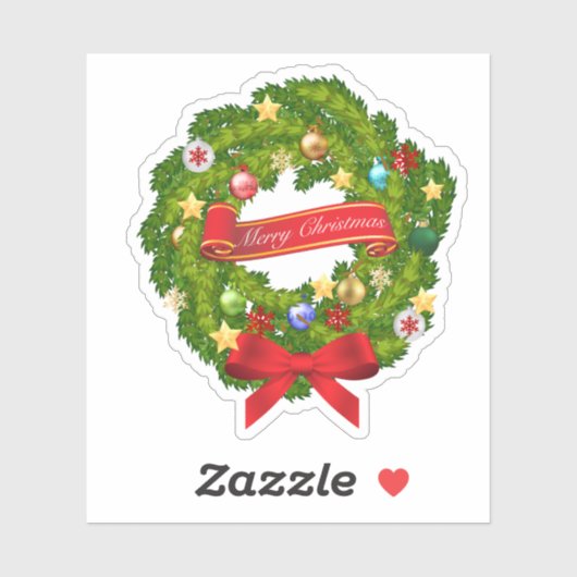 Kerstmis bloemenkrans sticker (Vel)