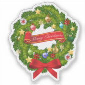 Kerstmis bloemenkrans sticker (Voorkant)