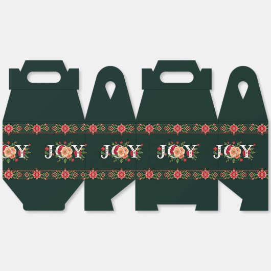Kerstmis bloemrijke rand JOY Bedankdoosjes (Ongevouwen)