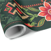 Kerstmis bloemrijke rand JOY Cadeaupapier (Rol Hoek)