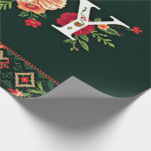 Kerstmis bloemrijke rand JOY Cadeaupapier (Hoek)