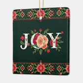 Kerstmis bloemrijke rand JOY Keramisch Ornament (Links)