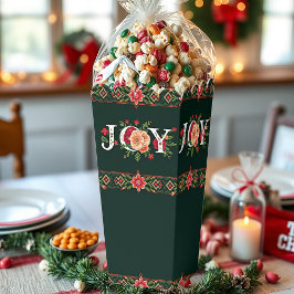 Kerstmis bloemrijke rand popcorn bedankdoosjes