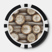 Kerstmis blokhut houtblokken poker chips (Voorkant)