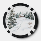 Kerstmis blokhut houtblokken poker chips (Achterkant)