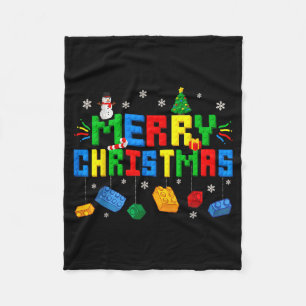 Kerstmis Blokken Bouwstenen Xmas Fleece Deken