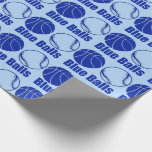 Kerstmis BLUE BALLS BASKETBALL xmas humor Cadeaupapier<br><div class="desc">kerstballetje BASKETBALL BASEBALL humor Wrapping Paper</div>