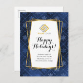 Kerstmis - Blue Gold Snowflakes Business Briefkaart (Voorkant / Achterkant)