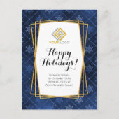 Kerstmis - Blue Gold Snowflakes Business Briefkaart (Voorkant)