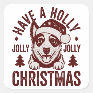 Kerstmis Blue Heeler Holly Jolly Hond Moeder Vinta Vierkante Sticker