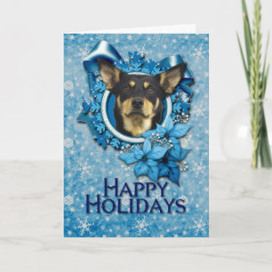 Kerstmis - Blue Snowflake - Australian Kelpie Feestdagen Kaart