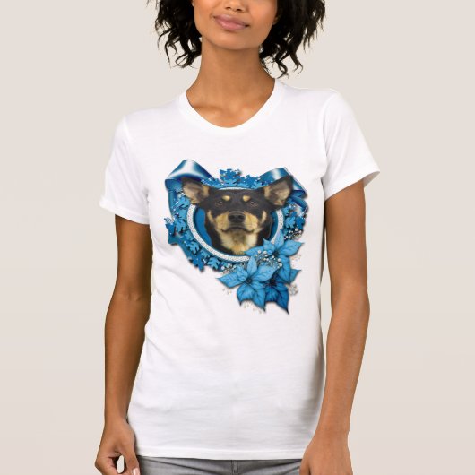 Kerstmis - Blue Snowflake - Australian Kelpie T-shirt (Voorkant)