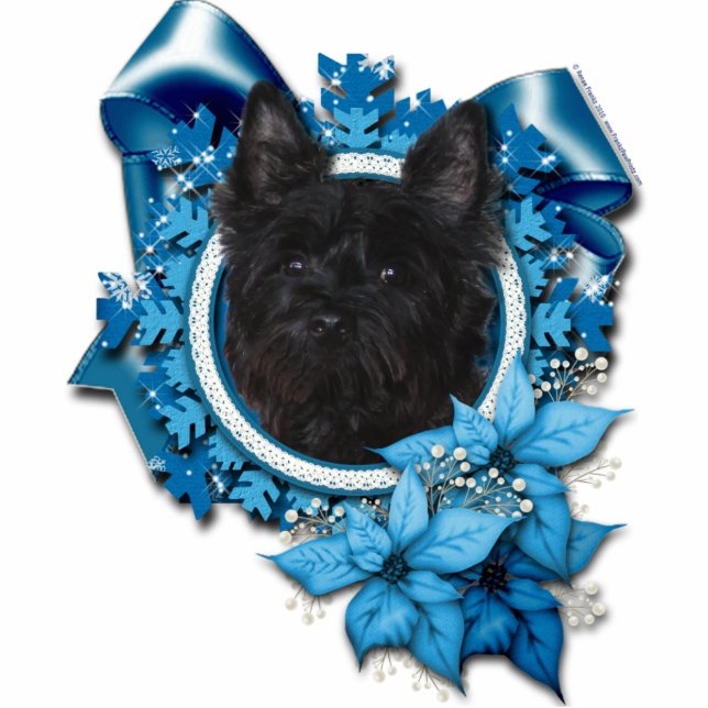 Kerstmis - Blue Snowflake - Caïro Terrier - Rosco Fotobeeldje Ornament (Voorkant)