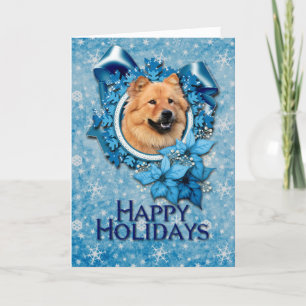 Kerstmis - Blue Snowflake - Chow Chow - Cinny Feestdagen Kaart