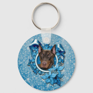 Kerstmis - Blue Snowflake - Doberman - Rocky Sleutelhanger