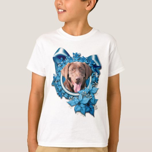 Kerstmis - Blue Snowflake - Labrador - Chocolade T-shirt (Voorkant)
