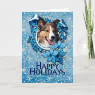 Kerstmis - Blue Snowflake - Sheltie Feestdagen Kaart