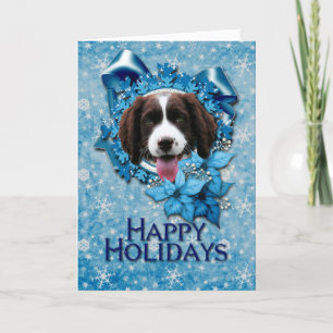 Kerstmis - Blue Snowflake - Springer Spaniel Feestdagen Kaart
