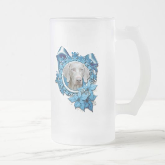 Kerstmis - Blue Snowflake - Weimeraner - Blue Eye Matglas Bierpul (Rechts)