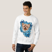 Kerstmis - Blue Snowflakes - Yorkshire Terrier Trui (Voorkant volledig)