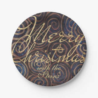 Kerstmis Blues en Goud Papieren Bordje