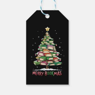 Kerstmis Boek Liefhebber Boom Bibliothecaris Prett Cadeaulabel