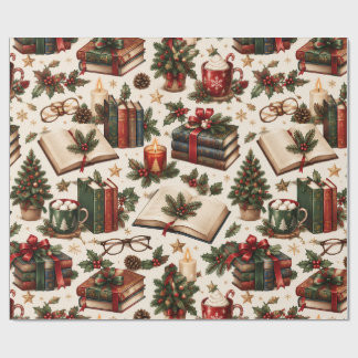 Kerstmis Boek Liefhebber Inpakpapier