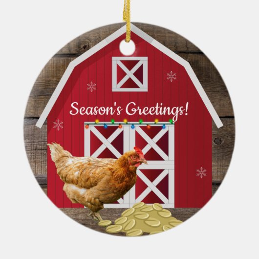 Kerstmis Boerderij Keramisch Ornament (Achterkant)