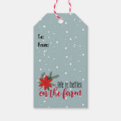 Kerstmis Boerderij op sneeuwvlokken Cadeaulabel (Voorkant)