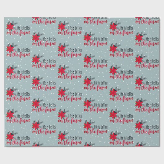 Kerstmis Boerderij op sneeuwvlokken Cadeaupapier (Vlak)