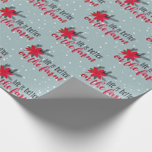 Kerstmis Boerderij op sneeuwvlokken Cadeaupapier (Hoek)