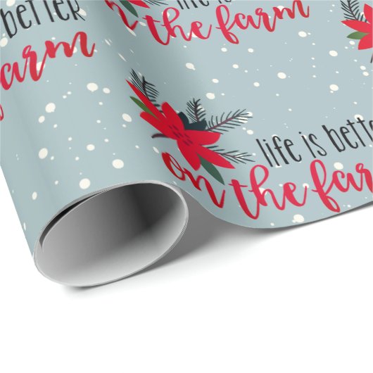 Kerstmis Boerderij op sneeuwvlokken Cadeaupapier (Rol Hoek)
