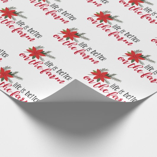 Kerstmis Boerderij op wit Cadeaupapier (Hoek)