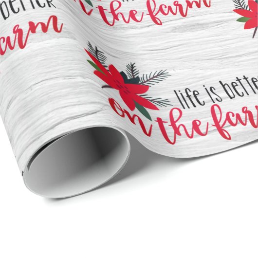 Kerstmis Boerderij verse op Birch Cadeaupapier (Rol Hoek)