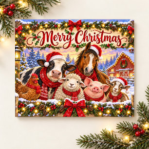 Kerstmis Boerderijdieren Feestdagenkaart