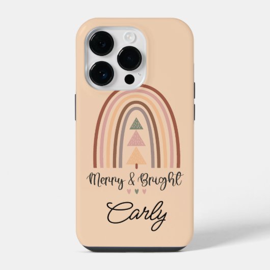 Kerstmis Boho Beige iPhone Hoesje (Achterkant)