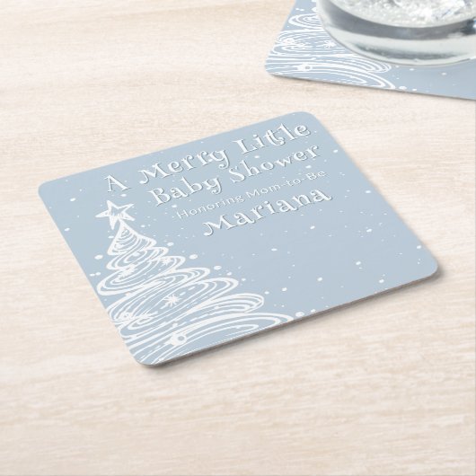 Kerstmis Boho Blauwe Jongen Baby Shower Kartonnen Onderzetters (Schuin)