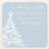 Kerstmis Boho Blauwe Jongen Baby Shower Kartonnen Onderzetters (Voorkant)
