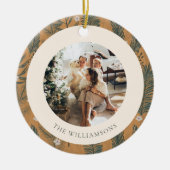 Kerstmis Boho Botanische groen foto op maat Keramisch Ornament (Voorkant)