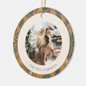 Kerstmis Boho Botanische groen foto op maat Keramisch Ornament (Links)