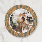 Kerstmis Boho Botanische Groene Foto Maatwerk Bedankjes Labels (Achterkant)