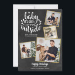 Kerstmis Boho Chalkboard 4 Fotocollage Feestdagenkaart<br><div class="desc">Een elegante boho 4 foto collage vakantie ontwerp voor u te personaliseren met uw favoriete foto's omlijst in goud,  bericht,  namen en jaar op een krijtbord achtergrond. Op de achterkant staan vallende sneeuwvlokken op een bijpassende krijtbordachtergrond. Ontworpen door Thisnotme©</div>