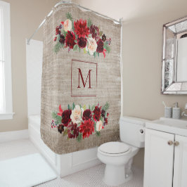 Kerstmis Boho Chic Bloementak Burlap Monogram Douchegordijn
