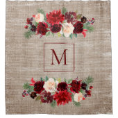 Kerstmis Boho Chic Bloementak Burlap Monogram Douchegordijn (Voorkant)