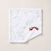 Kerstmis Boho Chic Bloementak Marmer Monogram Bad Handdoek (Wasdoekje)